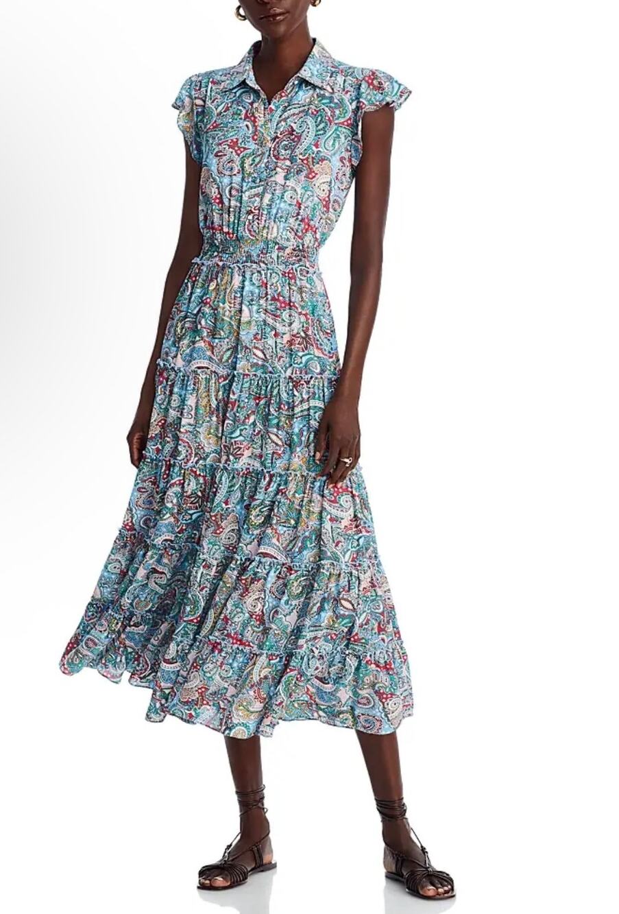 T Tahari Multicolor Tiered Midi Dress CS